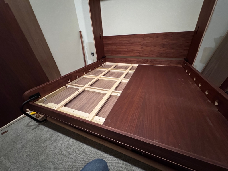 Slide‑out side rail detail for the murphy bed extension